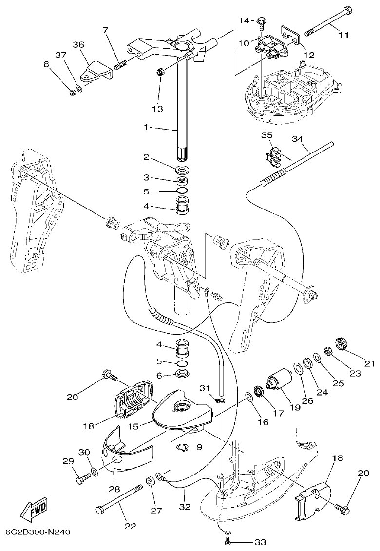 Yamaha FT50JET, FT60GET BRACKET 2 parts diagram
